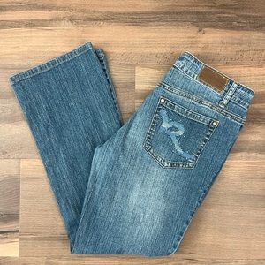Vintage Y2K Rocawear Low Rise Bootcut Jeans Embroidered Pockets Size 9